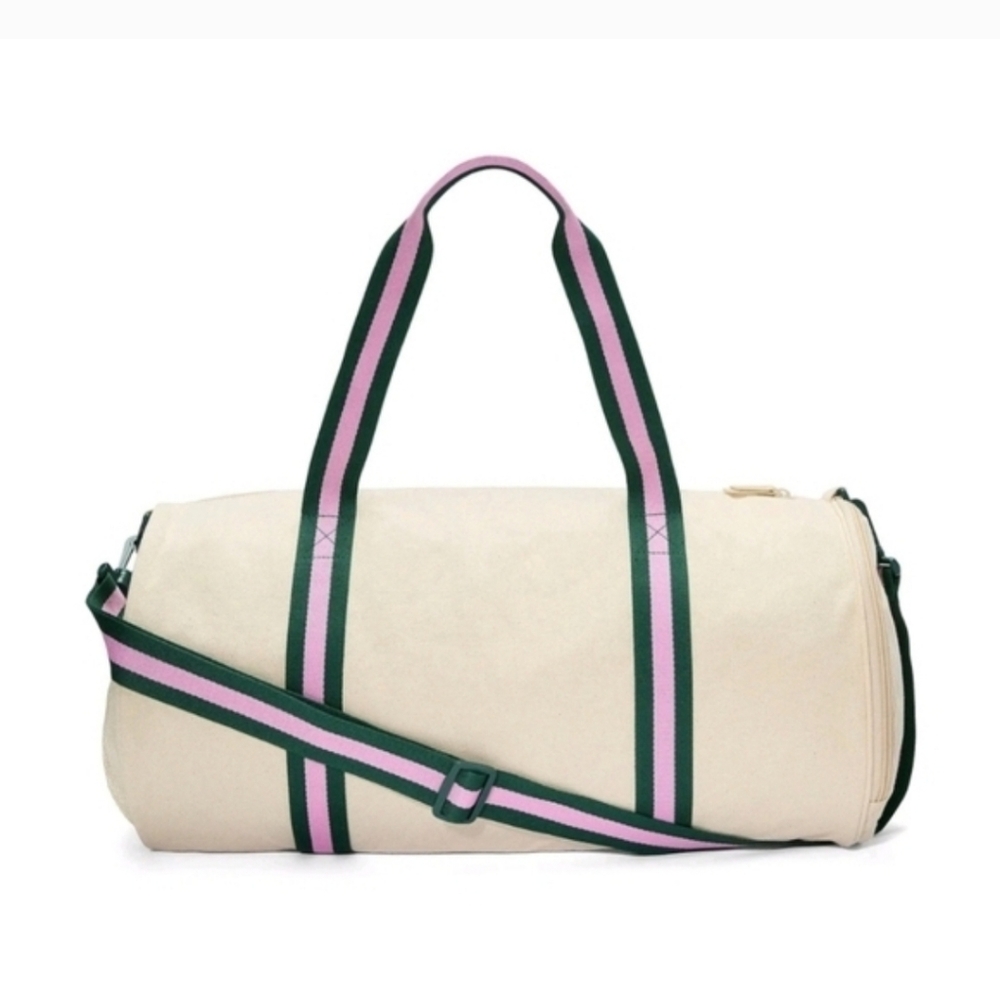 PINK Victoria's Secret Cream and Green duffle  Bag NEW - Picture 3 of 5